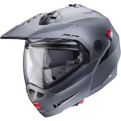 Caberg Tourmax X Klapphelm - Matt-Grau - M - Motorradhelm mit P/J-Homologation für maximale Sicherheit und Vielseitigkeit. Ausgestattet mit kratzfestem Visier, integrierter Sonnenblende und Bluetooth-Kommunikationssystem für ungestörte Fahrten.