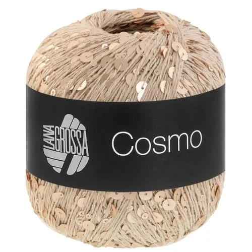 LANA GROSSA Cosmo | Beilaufgarn aus Baumwolle mit großen und kleinen Pailletten | Handstrickgarn aus 100% Baumwolle | 100g Wolle zum Stricken & Häkeln | 260m GarnFB 10