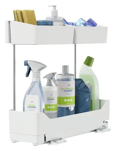 tesa Pull-Out Schublade für die Küche - selbstklebender Seitenauszug - Küchenzubehör Organizer: Schubladenschienen für mehr Ordnung im Schrank, einfach ohne Bohren montierbar und flexibel wiederverwendbar.