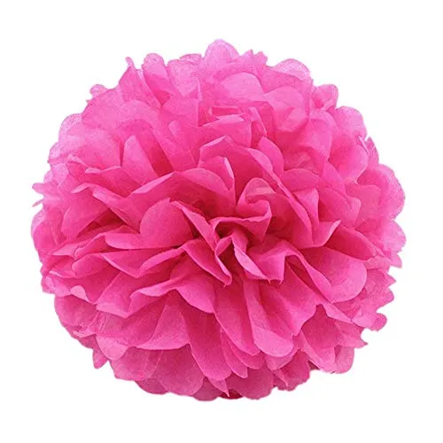 JZK 10 Stück 25cm Fuchsie Pompons aus Seidenpapier Pompom pom poms pon pon Dekorationszubehör für Hochzeit, Geburtstag, Taufe, Kommunion, hängende Dekoration für Mädchenzimmer und Party