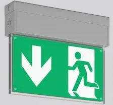 RZB Notleuchte GSUN S - LED Notlicht mit Akku und 4 Richtungsangaben - Sicherheitsleuchte für Decken- oder Wandmontage, mit automatischer Testfunktion und 1/3/8 Stunden Notlichtdauer. Ideal für Notfälle in Gewerbe und Industrie.