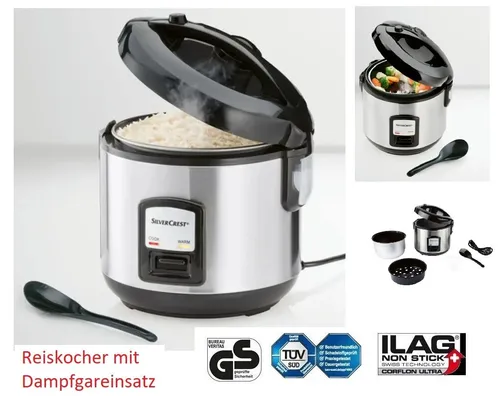 Produktbild SilverCrest Reiskocher mit Dampfgareinsatz 400 Watt