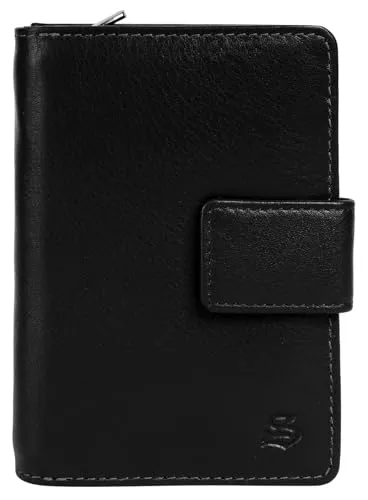 Szuna Leder Damen Geldbörse mit Reißverschluss Glattleder Geldbörse