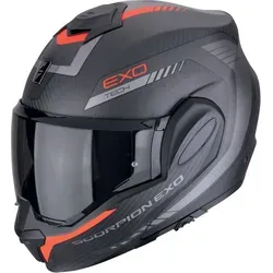 Scorpion EXO-Tech Evo Carbon Cosy Klapphelm L - Schwarz Rot Matt - Motorradhelm aus Kohlefaser, ECE-zugelassen, mit innovativem Klappmechanismus für besten Komfort und Sicherheit.