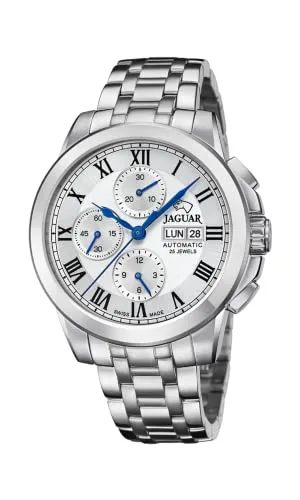 JAGUAR Automatik Herrenuhr Edelstahl 316L Silber - Datum, Saphirglas, Wasserdicht 10 ATM - J978/2