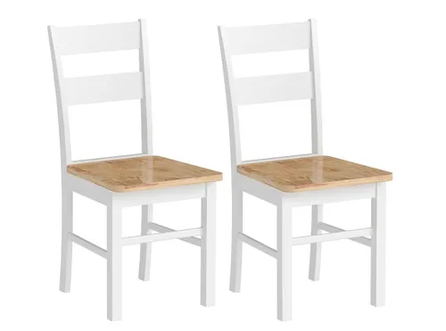 2er-Set Küchenstühle mit gebogener Sprossenlehne in Weiß