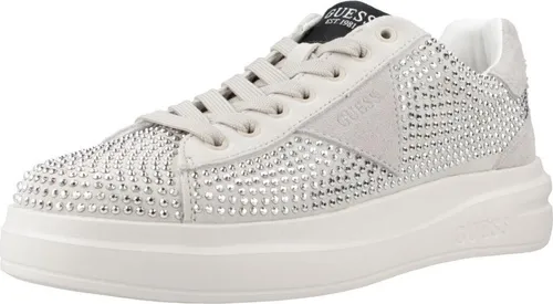 Guess Elbina Damen Sneaker - Elegante weiße Sneaker mit Steinchen - Sneaker aus Velourleder in elegantem Weiß, flach und mit Schnürverschluss, perfekt für einen stilvollen Auftritt.