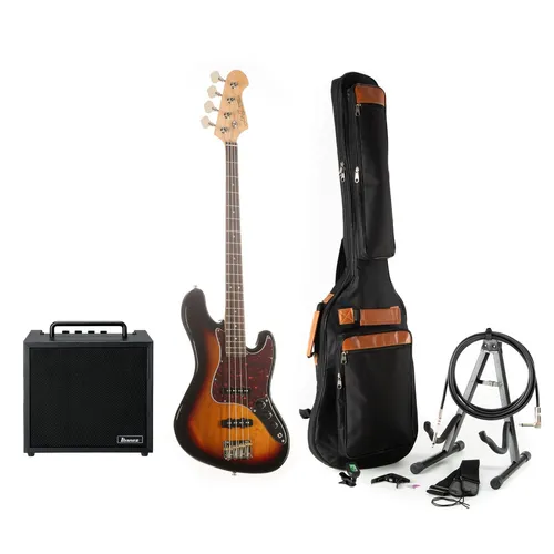 Elektrische Bassgitarre Set 4-Saiter Longscale mit MMB Humbucker - Komplettes Bass-Set für Einsteiger und Fortgeschrittene, ausgestattet mit einem komfortablen Ahornhals und kraftvollem MMB Humbucker für vielseitige Klänge. Perfekt für die Bühne oder das Studio.