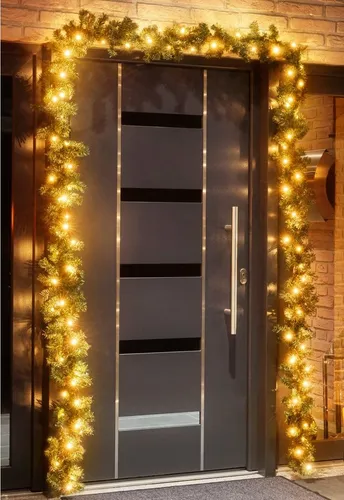 Kunstgirlande 5m Tannengirlande - 80er LED Lichterkette warm-weiß, flexibel und erweiterbar für festliche Weihnachtsdekoration