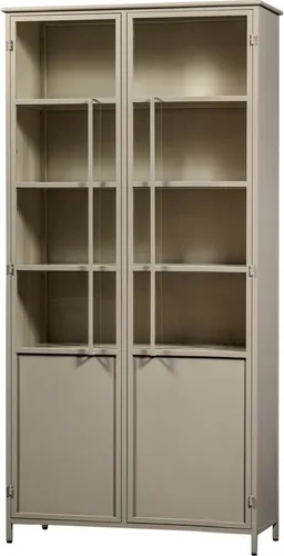 Vitrine Exhibit XL aus Metall, Sand - Elegante Vitrine für Buffets, ideal zur stilvollen Präsentation Ihrer Schätze und zum Schutz vor Staub. Perfekt für Wohnzimmer, Esszimmer oder Flur.
