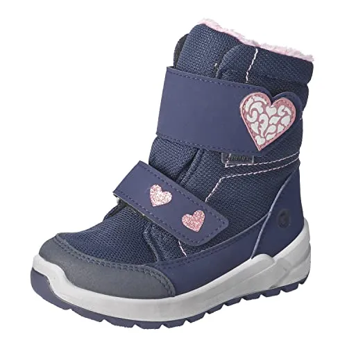RICOSTA Boots GENI - Warmfutter für Mädchen in Blau mit Klettverschluss - Wanderschuhe für Mädchen mit wasserdichter SympaTex-Membran, warmem Futter und rutschfester Sohle. Ideal für kalte Tage und Outdoor-Aktivitäten.