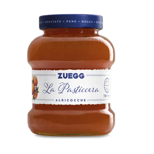 Zuegg Albicocche Marmelade 700 g - Brotaufstriche: Italienische Aprikosenkonfitüre, ideal für ein fruchtiges Frühstück oder zum Verfeinern von Desserts.