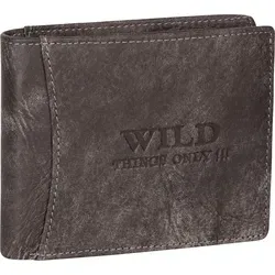 RFID echt Leder Portemonnaie Geldbörse Geldbeutel Herren Querformat Grau (5501) - Schwarz