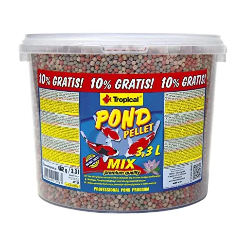 Pond Pellet Mix 3,3L / 462g - Futter für Koi & Goldfische – Tropisches Pelletfutter für Zierfische im Gartenteich – Farbfördernd & mit reduziertem Phosphorgehalt