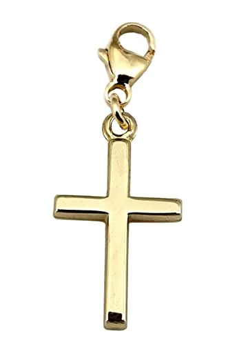 unbekannt Charm Kreuz Gold 585 poliert 22 mm 14 Karat Anhänger Gelbgold Karabiner Konfirmation
