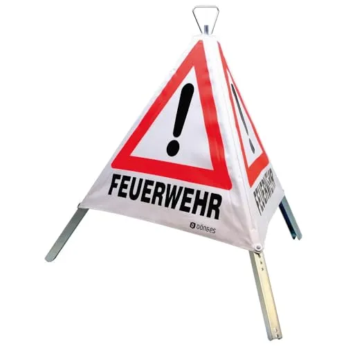 Dönges Faltsignal 700 mm - Warnpyramide für Feuerwehr und Ölunfälle - Sicherheitsschilder aus strapazierfähigem Material, schmutzunempfindlich und witterungsbeständig, ideal für den Einsatz bei Notfällen.