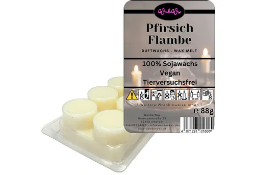 WonderWax Duftwachs WonderWax® Duftriegel 6 x Duftwachs Kreise Weiß, 100% Sojawachs (Pfirsichflambe), Duftrichtung: Pfirsichflambe