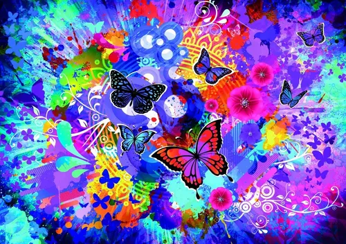 Grafika Art Puzzle Puzzle Bunte Blumen und Schmetterlinge, Puzzleteile