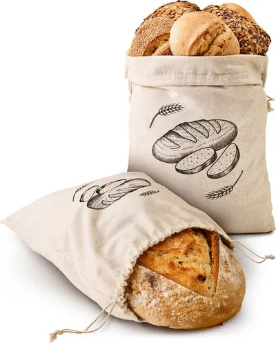 Praknu Brotbeutel Leinen 2er Set – Frischegarantie für Brot & Gebäck - Hält Ihr Brot länger frisch: Die atmungsaktiven Leinenbeutel schützen vor Austrocknung. Mit 30x40 cm ideal für große Brote und Brötchen. Wiederverwendbar und leicht zu reinigen – für eine nachhaltige Aufbewahrung ohne Plastik.