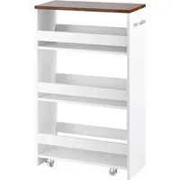 Costway Küchenwagen 4 Etagen Weiß & Braun – Praktischer Küchenorganizer