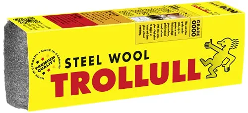 Trollull Stahlwolle 0000 Extra Fein – 200 g Rolle – Polierwolle für Holz, Messing, Kupfer & Glas – entfernt Wasserflecken, mattiert Lack & sorgt für Hochglanz