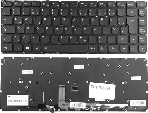 DEUTSCHE - Tastatur mit Beleuchtung ohne Rahmen kompatibel für Lenovo IdeaPad Yoga 4 Pro 900-ISE