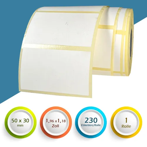 Thermo Etiketten Rolle Selbstklebend 50x30mm, M110 Phomemo, Zebra Klebeetiketten