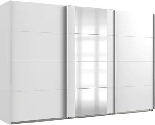 WIMEX Barmbek Schwebetürenschrank - Kleiderschrank in Weiß mit Spiegeltür, 3 Schwebetüren und 9 variablen Einlegeböden für optimalen Stauraum. Made in Germany - hohe Qualität und flexible Nutzung.