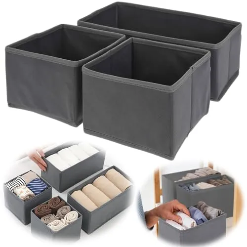 LS-LebenStil 3-fach Schubladen Organizer Set Regalbox Faltkiste Aufbewahrungsbox faltbar Staubox von Wäsche, Make-up, Garderobe, Kleidung in Wohnzimmer, Küche, Schlafzimmer, Kinderzimmer oder Büro
