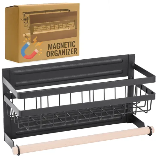 RICOO Kühlschrank Regal magnetisch Gewürzregal Haken Papierhandtuchhalter KR005