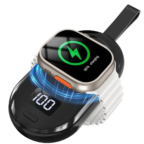 TiMOVO 2500 mAh Magnetladegerät, kompatibel mit Allen Apple Watch Series 11/10/9/8/7/6/5/4/SE/Ultra 3/2/1, tragbare, schnelle und kompakte Powerbank mit Digitalanzeige für die iWatch, Schwarz