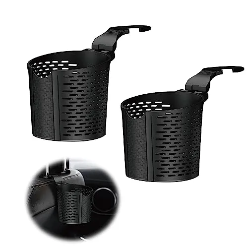 Produktbild Auto Getränkehalter Häkchen Universeller Becherhalter, Cupholder Dosenhalter Mit Mini-Mülleimer aufbewahren Becherhalter, Flaschenhalter für Kaffeebecher und Getränkedose, Schwarz, 2 Stück