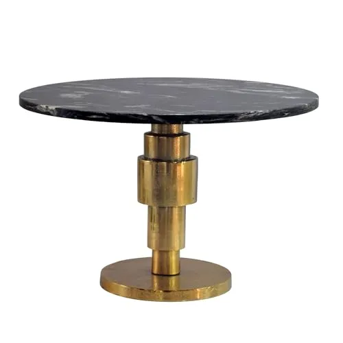 Eleganter runder Couchtisch 60 cm aus schwarzem Marmor - Moderner Couchtisch für das Wohnzimmer, handgefertigt aus hochwertigem Aluminium und Marmor. Mit seinem einzigartigen Design wird er zum Blickfang in jedem Raum.