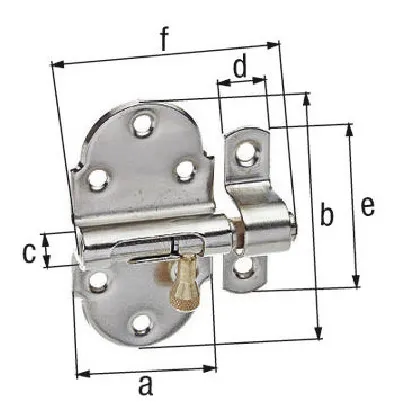 Alberts Grendelriegel vernickelt - 40 mm, mit Feder und versenkten Schraublöchern für optimale Sicherheit