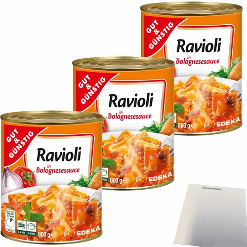 Gut&Günstig Ravioli in Bolognesesauce 3x800g Dose usy Block