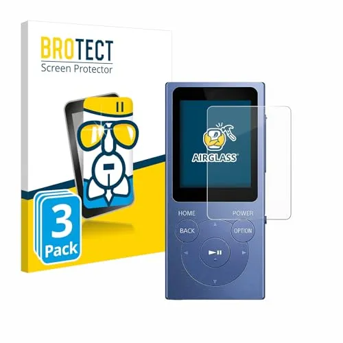 BROTECT 3 Stück Schutzglas für Sony Walkman NW-E394 Schutzfolie Panzer Folie Glas Displayschutz Made in Germany [Kratzfest 9H, Anti-Fingerprint]