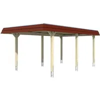 Skan Holz Carport Wendland Natur 362 x 628 cm mit Alu-Dach