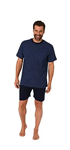Herren Shorty Kurzarm Schlafanzug Pyjama - 112 105 90 511, Farbe:Marine, Größe:48