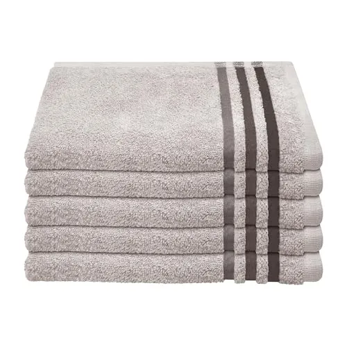 Schiesser Gästetuchset Skyline Color - 5-teilig - 30 x 50 cm - Hellgrau