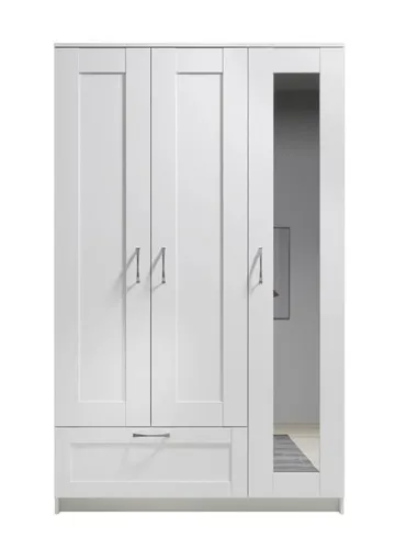 Boxxx Kleiderschrank mit Spiegel, Weiß, 4 Fächer
