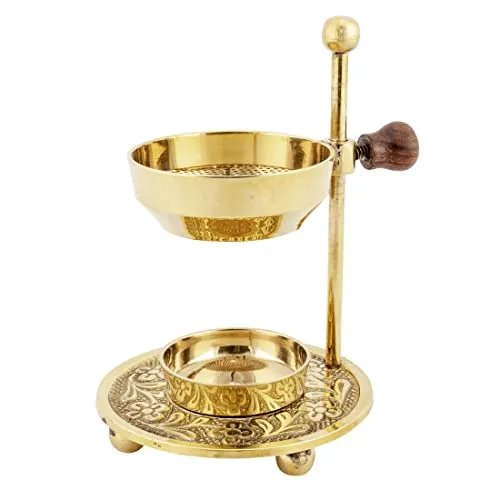 NKlaus Räucherstövchen aus Messing Gold - Hochwertiges Räucherstövchen aus handgefertigtem Messing, ideal für stimmungsvolle Räucherzeremonien. Perfekt für den Einsatz in jedem Zuhause.