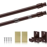Bestlivings Cafehausstangen Braun 50 bis 75 cm & Klemmträger