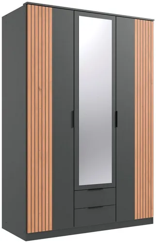 Boxxx Kleiderschrank in Graphit & Eiche Artisan - Moderner Kleiderschrank mit 4 Fächern und 2 Schubladen, ideal für Kinder- und Jugendzimmer. Made in Germany mit Typenauswahl und umfangreichem Zubehör in verschiedenen Größen.