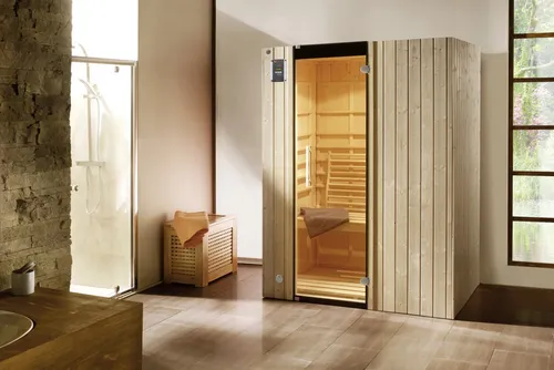 Weka Infrarotkabine Ranua 2 mit WekaTherm-Flächenstrahler - Infrarotkabine für entspannende Wellnessmomente zu Hause. Genießen Sie die gleichmäßige Rundum-Erwärmung und den hohen Sitzkomfort dank ergonomischer Rückenlehne.