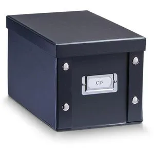 Zeller CD-DVD-Box 17938 für 40 CDs, schwarz - Aufbewahrungsbox für 40 CDs aus stabiler Hartpappe, mit praktischen Druckknöpfen für einfachen Aufbau und Etikettenhalter für individuelle Beschriftung.