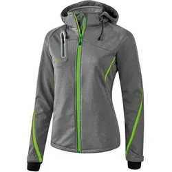 Erima Function Softshelljacke Damen - Grau Meliert / Green Gecko - Sportjacke mit ERIMA-TEX® Membran: 5.000 mm wasserdicht, winddicht und atmungsaktiv. Ideal für Outdoor-Aktivitäten, bietet perfekte Bewegungsfreiheit und hohen Tragekomfort.