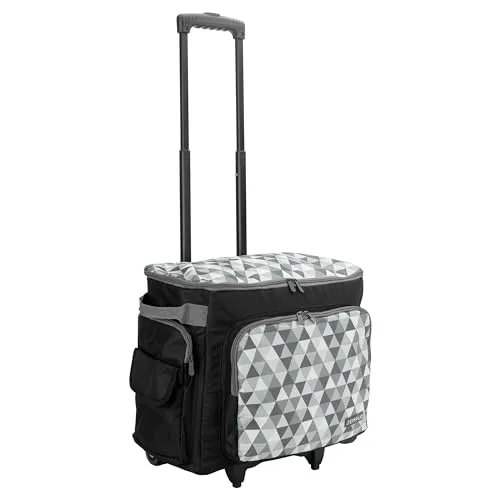 SEMPLIX Nähmaschinentrolley 50x43x32cm für alle gängigen Haushaltsnähmaschinen, Nähmaschinenkoffer für komfortablen Transport und sichere Aufbewahrung (Stein/Grau)