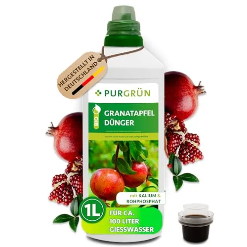 Purgrün Bio Granatapfel Dünger 1 kg - Obstdünger für gesundes Wachstum und aromatische Früchte – speziell für Granatapfelbäume, organisch-mineralisch, ohne tierische Inhaltsstoffe, ideal für nachhaltige Gartenpflege.