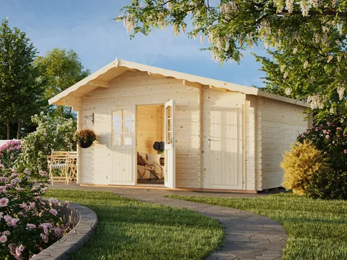 Gartenhaus Palmako Emma 14,2 m² inkl. Fußboden - Geräumiges Gartenhaus mit Satteldach, aus hochwertigem Holz gefertigt und inklusive Fußboden – ideal für Gartenlagerung oder Freizeitgestaltung.