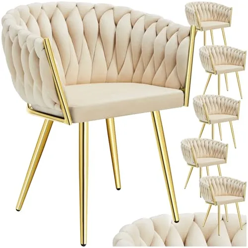 TecTake Set Esszimmerstuhl Astano Samt, Knotendesign in braun von tectake